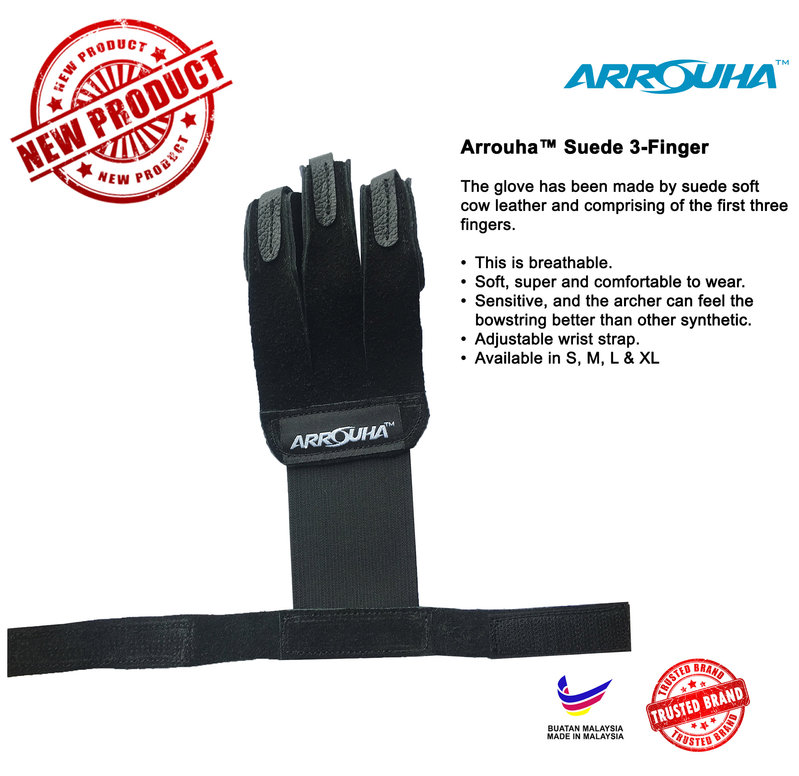 Arrouha Suede 3 Finger Archery Hand Glove