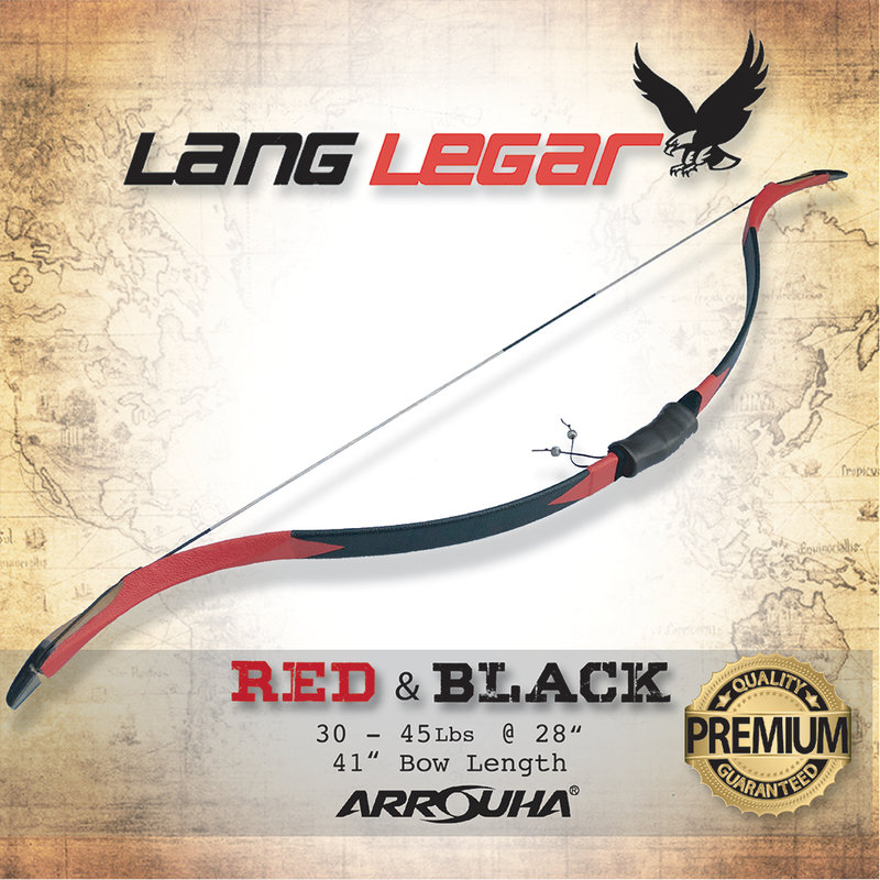 Arrouha Lang Legar Turkish Horse Bow 30 - 45lbs for Horseback Archers Red & Black